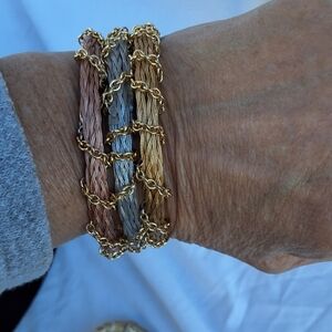 Tricolor Wire Wrapped chain branch bracelets